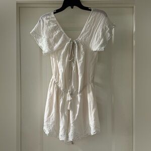 Free People Romance Off White Romper Off The‎ Shoulder Eyelet Boho Relaxed XS